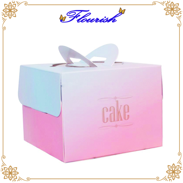 Boîte de gâteau d'anniversaire dégradé rose et bleu