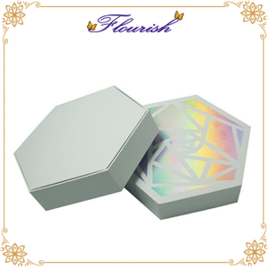 Boîte à bijoux hexagonale en papier laser holographique