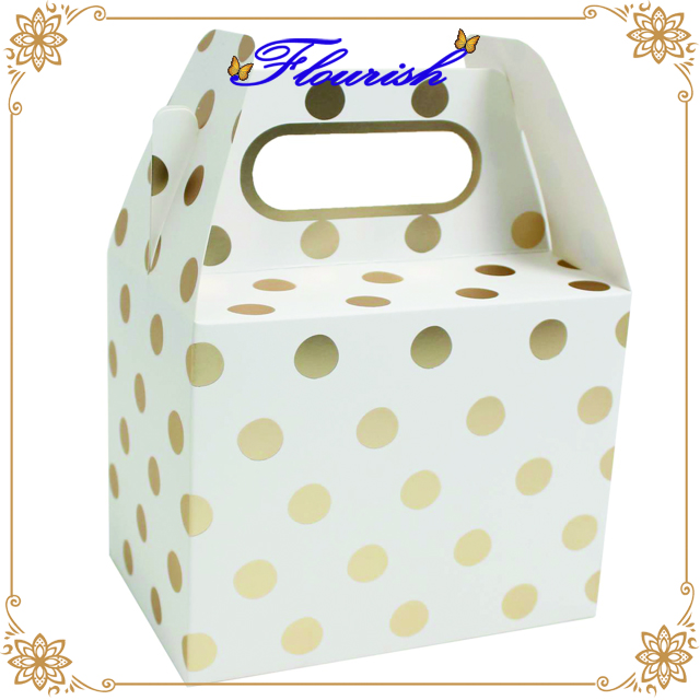 Golden Dot Printing Party Favor Boîte à gâteau haute