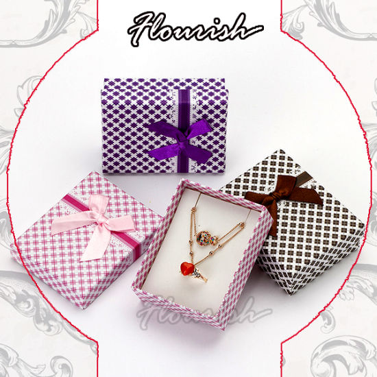 Boîte-cadeau de broche de bijoux de papier d'art de texture spéciale pourpre