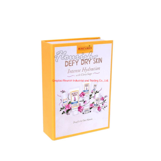 Or emboutissant la boîte en carton d'emballage de cadeau de bijoux cosmétiques en forme de livre