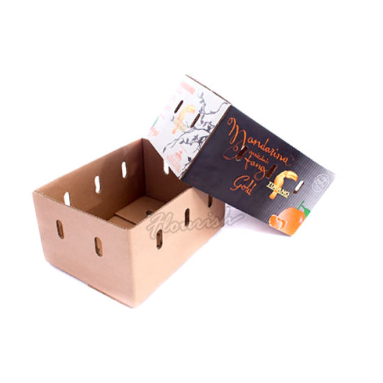 Boîte de carton de rangement en papier ondulé cerise et myrtille