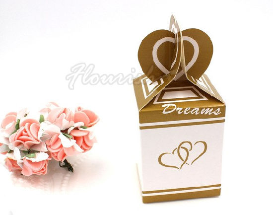 Belle boîte de cadeau de Bridemaid de carton de couleur pourpre de conception de coeur avec le ruban