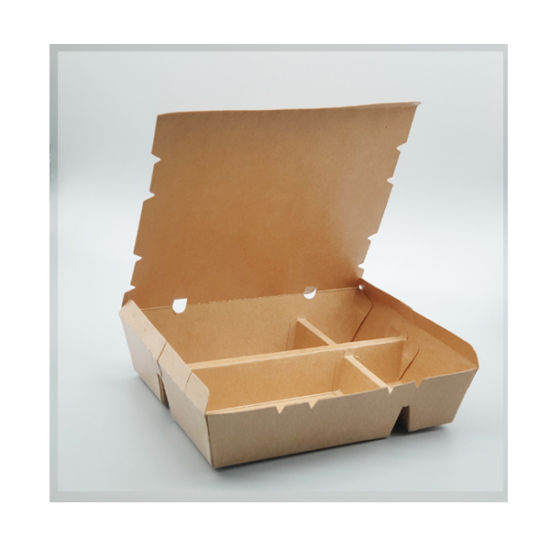Boîte à lunch de bureau en papier kraft brun recyclable original avec fenêtre