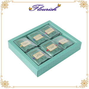 Boîte de présentation de sachet de thé de fleur de carton carré vert