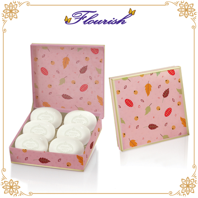 Belle boîte de cadeau de savon de douche de bébé de carton rose d'estampillage d'or